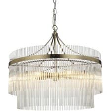 Image of Multi Arm Hanging Ceiling Pendant Light Antique Brass & Clear Glass 5x 7W E14