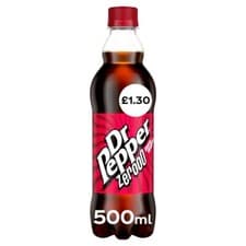 Image of Dr Pepper Zero Fizzy Soda Drinks Bottle Pack of 12x500ml