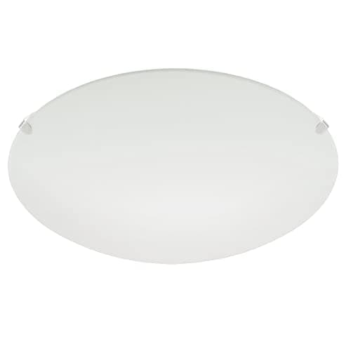 Image of White Satin Glass Shade Modern Round Flush Ceiling & Wall Light | 25cm Diameter | 1 x ES E27 Lamp Required | UK Approved | Low Profile Height