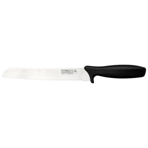 Image of Rockingham Forge Range 20cm Serrated Bread Knife - Lightweight Sharp Stainless Steel Kitchen Knives with Black Handle