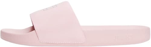 Image of Tommy Jeans Women's Flag Beach Slides with Logo, Multicolor (Misty Pink), 5
