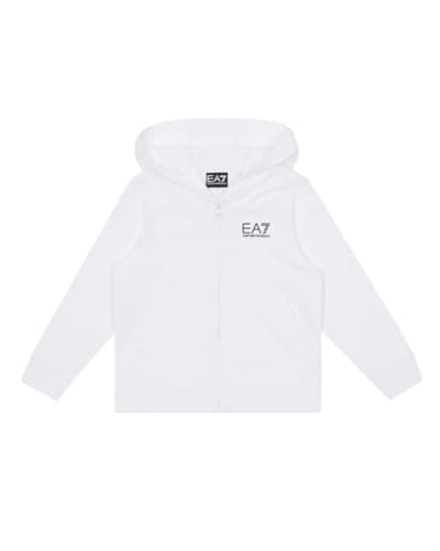 Image of EA7 Emporio Armani Core Identity Boy Children's Open Hooded Sweatshirt, White, 12 Years