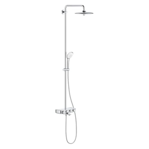 Image of GROHE Euphoria SmartControl 260 - Shower System with Bath Cool Touch Thermostat (3 Spray Head Shower 26cm, 3 Spray Hand Shower 11cm, Horizontal Swivable 45cm Shower Arm, Hose 1.75 m), Chrome, 26510000
