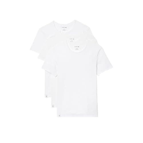 Image of Lacoste mensTH3321-51Essentials 3 Pack 100% Cotton Regular Fit Crew Neck T-Shirts Base Layer Top - White - S