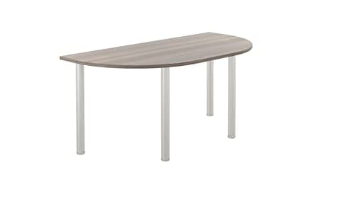 Image of Office Hippo D-End Office Table, Sturdy & Robust Table Desk, D-Shaped Work Table For Home Office, Versatile Desk Table For Meeting Room or Boardroom, 5 Year Guarantee - Grey Oak