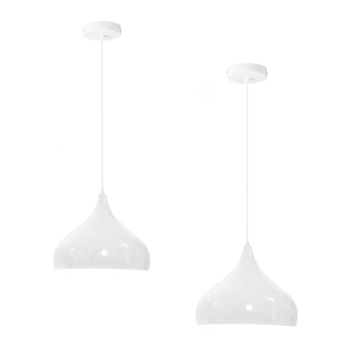 Image of LEDSone Vintage Single Head Ceiling Pendant Light Metal Grey 2Pack with E27 Base and Adjustable Hanging Cable for Kitchen Dining Room Living Room Bedroom Cafe Bar Hallway Office Decor