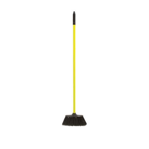 Image of Red Gorilla Poly Yard Broom Lightweight Sweeping Brush Indoor Home or Outdoor Garden Building Site Soft Fibre Bristles Durable Compact 1.3m (Yellow)