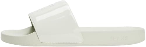 Image of Tommy Jeans Women's Flag Beach Slides with Logo, Green (Misty Sage), 3.5