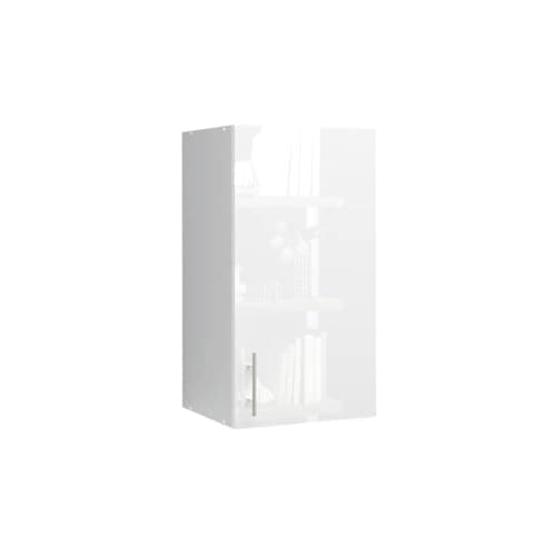 Image of JD Greta 400mm Kitchen Wall Cabinet with Door – Wall Unit – White Gloss – Modern Storage Cupboard