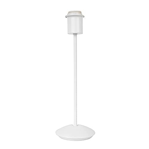 Image of Happy Homewares Contemporary and Sleek Matt White Metal Table Lamp with Curved Base and Inline Switch Button | 1 x E27 60w Maximum | 35cm High