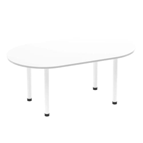 Image of OPO Impulse Freestanding 1800/2400mm Rectangular Boardroom Table Attractive Post Legs | Sturdy Build Weather & Heat Resistant Melamine Finish Table White White 1800