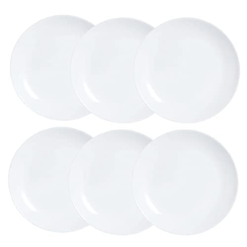 Image of Luminarc Diwali Set of 6 Extra Resistant Opal Glass Dessert Plates, 19 cm, White