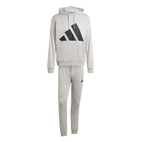 Image of adidas Men's BIG LOGO FRENCH TERRY HOODED TRACKSUITS, medium grey heather/black, XXL