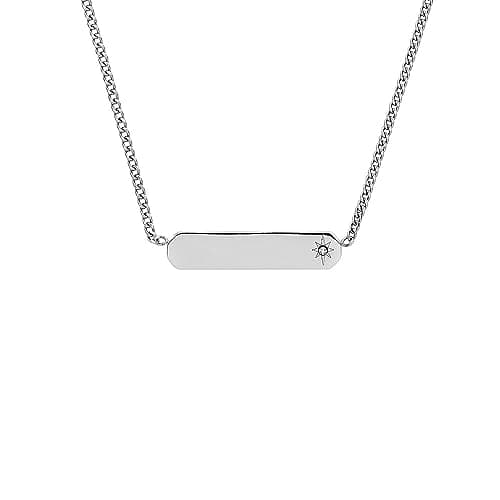 Image of Fossil Women's Necklace, Stainless Steel Bar Chain Necklace