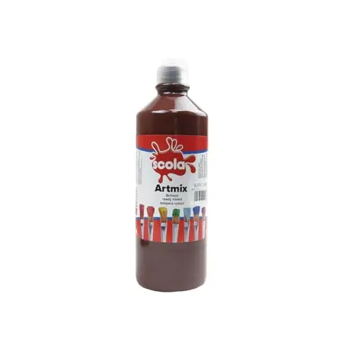 Image of scola Artmix Water Based 600ml Ready Mixed Craft School Childrens Poster Paint Burnt Umber