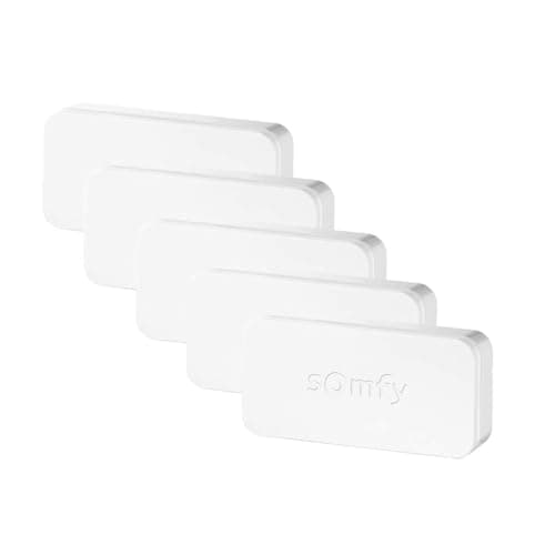 Image of SOMFY - IntelliTAG Anti-Intrustion Sensor Alarm - Pack of 5 | Window & Door Sensor | Vibration/Opening Sensor | Tamper-proof | 1-Year Battery Life (AAA Battery) | Incl. Phone App - White