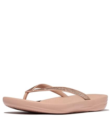 Image of Fitflop Women's Sparkle Classic iQushion Flip Flops - Lightweight & Comfortable with Natural Arch Support - Beige - 4 UK