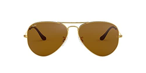 Image of Ray-Ban Men's Aviator Large Metal Aviator Sunglasses, Gold (gold 001/33, Gläser: Crystal Brown)