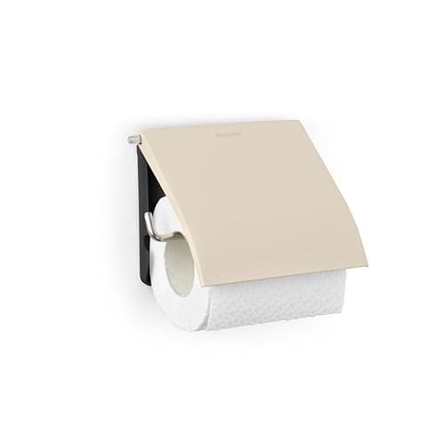 Image of Brabantia - ReNew Toilet Roll Holder - Fits All Regular Roll Sizes - Wall-Mounted - Corrosion Resistant - Bathroom Accessory - Fixing Materials Included - Soft Beige - 17 x 13.2 x 12.3 cm