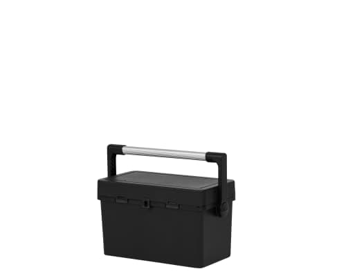 Image of 46 CM Black Tool Box Organising Box Plastic Tool Box Long Aluminium Handle and Removable Storage Tray Multipurpose Utility box Tools Storage Boxes For Home Garage DIY (Set of 1)