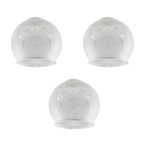 Image of MiniSun | Etched Pattern Frosted White Glass Replacement Shades | Lamp Shades, Home Décor & Improvement Essential | Pack of 3 | 13cm Shade Width