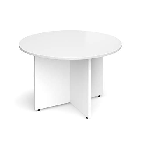 Image of Mr Office Arrow head leg circular meeting table 1200mm, White