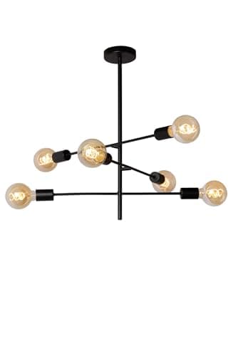 Image of LUCIDE Lester - Flush Ceiling Light - 6xE27 - Black