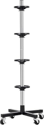 Image of KATSU Tools Mobile Tyre Stand, Wheel Storage Racking Dolly, for 4 Tyres up to 225mm, Max 220 lbs Capacity, Ideal for Garage Workshop