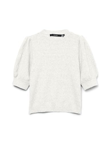 Image of VERO Moda Womens Vmdoffy 2/4 O-Neck Ga Noos Knitted Jumper, Snow White/Detail: Melange, M UK
