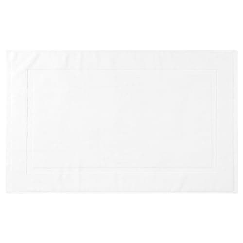 Image of Uxcell Towel Cotton Banded Bath Mat, Reversible Step Out Soft Plush Bath Rug Absorbent Rug for Hotel Spa Bathtub Mat White 60 x 40 cm