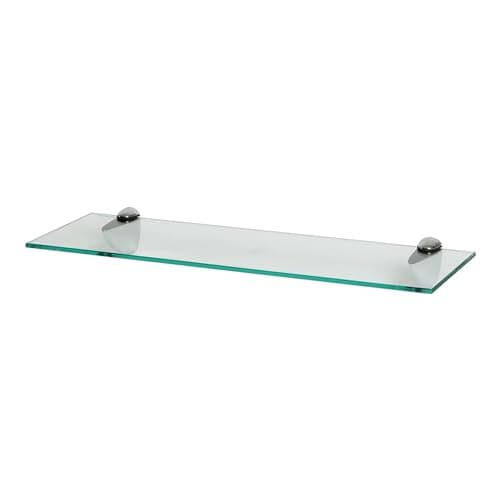 Image of Harbour Housewares Floating Glass Wall Shelf - 60cm - Pack of 1 - Shelving Storage Vanity Display Shelf Unit with Silver Brackets for Bathroom, Shower, Kitchen, Living Room