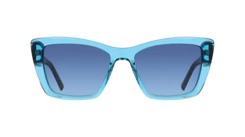 Image of DKNY Women's Sunglasses DK554S - Crystal Turquoise with Double Gradient Blue+Green Lens