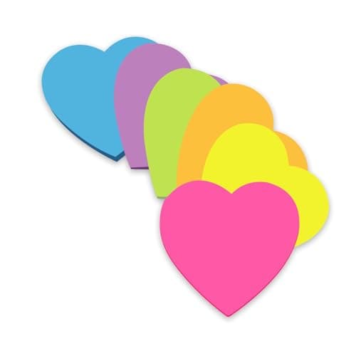 Image of 180 Pcs Heart Sticky Notes, 70x70mm Colourful Novelty Post Its, Ideal for School, Office, Study Stationery