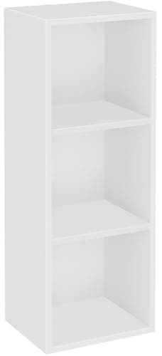 Image of Blisswood Wooden Bookcase, 3 tier Bookshelf Storage Shelves, Cube Storage unit, Narrow shelving unit for Home, living room display shelves, bedroom and office furniture (White)