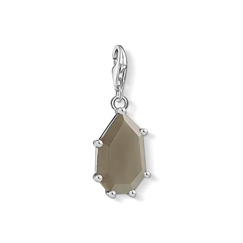 Image of Thomas Sabo Unisex Charm Pendant Brown Stone 925 Sterling Silver, Blackened 1541-507-2