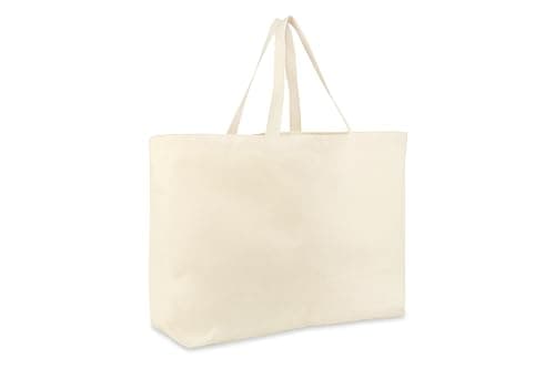 Image of Bronta Mill Jumbo Oversized Heavy Duty Tote Bag, Beach, Shopping, Everyday Large 100% Cotton Canvas Eco Friendly Shoulder Bag – Natural 100% Cotton (Natural, Pack of 1)