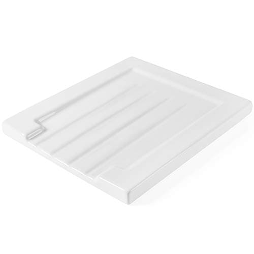 Image of Ceramic Belfast Butler Sink Drainer - Grooved White Gloss Kitchen Worktop Draining Board