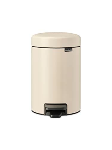 Image of Brabantia - NewIcon Pedal Bin 3L - Small Waste Bin for Bathroom or Toilet - Soft Closing Lid - Light Pedal Operation - with Removable Inner Bucket - Non-Slip Base - Soft Beige - 17 x 24 x 26 cm