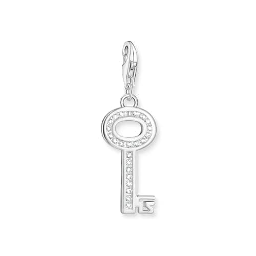 Image of Thomas Sabo 0010-051-14 Key Charm Pendant with White Stones in 925 Sterling Silver
