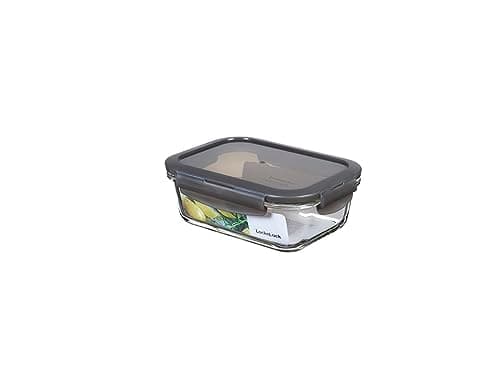 Image of LocknLock Oven Glass Food Storage Container with Lid 630 ml, Rectangular, Fridge, Freezer and Dishwasher Safe, Borosilicate Glass up to 400 °C, Oven and Microwave Safe, 175 x 130 x 64 mm