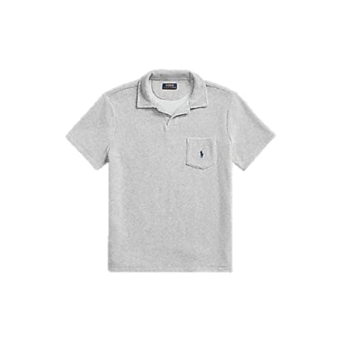 Image of Ralph Lauren Men Polo Shirt Custom Slim Fit Terry Polo Shirt Grey Size Large L