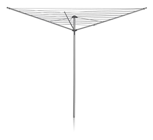 Image of Addis 35m 3 Arm Rotary Washing Line (Grey) Multiple Tension Adjustment, Folding Outdoor Rotating Clothes Dryer & Ground Spike MOB, Metallic