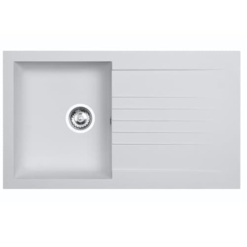Image of Liquida KAVL860WH 1.0 Bowl Composite Reversible White Kitchen Sink and Waste Kit
