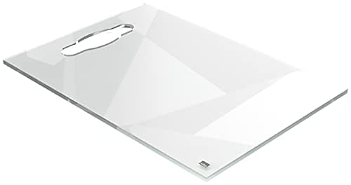 Image of Nobo Transparent Acrylic Mini Portable Whiteboard Desktop Notepad, A4, Integrated Carry Handle, Dry Erase, Frameless, 210 x 297 mm, Includes Marker Pen, Clear, 1915613