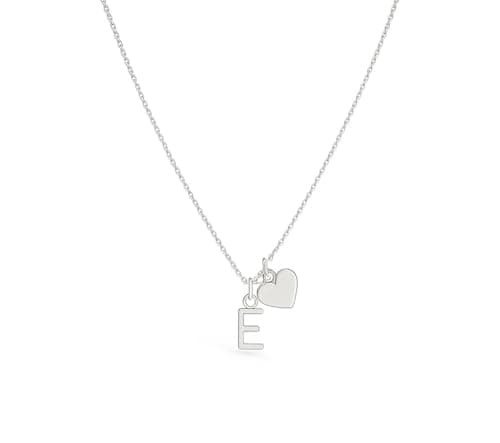 Image of Sterling silver initial necklace A-Z with Heart Pendant - Personalized letter Charm Necklace for Women, Dainty Minimalist Jewelry Gift (M)