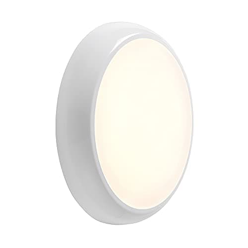 Image of National Lighting LED Bulkhead Light - 18W Dimmable Outdoor/Indoor Security Light With Motion Sensor - Mains Powered IP65 Microwave Sensor - IK10 Round Wall Light With CCT