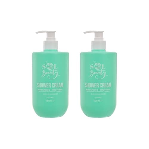 Image of Sol Beauty Shower Cream Coconut Scent with Coconut Oil, Argan Oil & Vitamin E, Moisturising and Smoothing Vegan Friendly Shower Gel 2 x 500ml