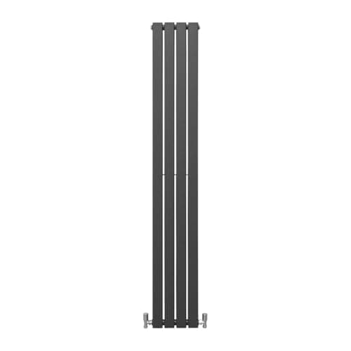 Image of Designer Radiators 180 x 28cm Flat Panel Modern Central Heating Anthracite Grey Vertical Column Double Panel Wall Mounted Slimline Kitchen Living Room Bathroom Commercial Cleaning Brush & Fixing Kit