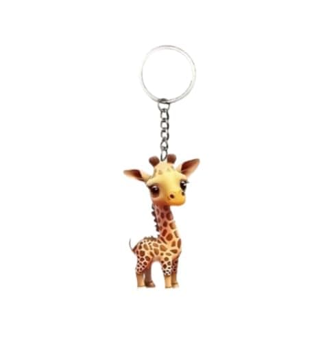 Image of CMJ™ Flat Acrylic Giraffe Keyring Gift for Animal Lovers Zoo Keychain