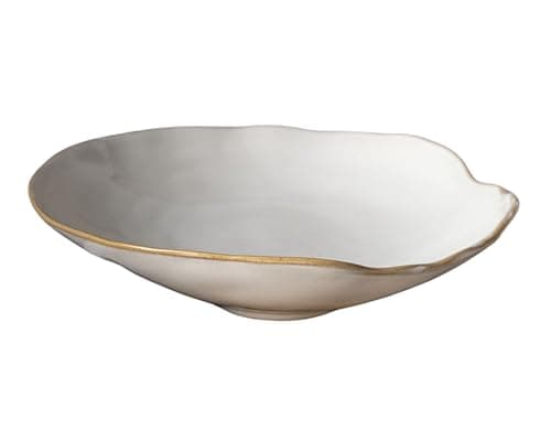 Image of Pasta Bowl Set of 2 Beige Luxury Cream Irregular Neutral Reactive Glaze deep Plate Shallow Bowl Set dinnerware Set Dining Set Crockery